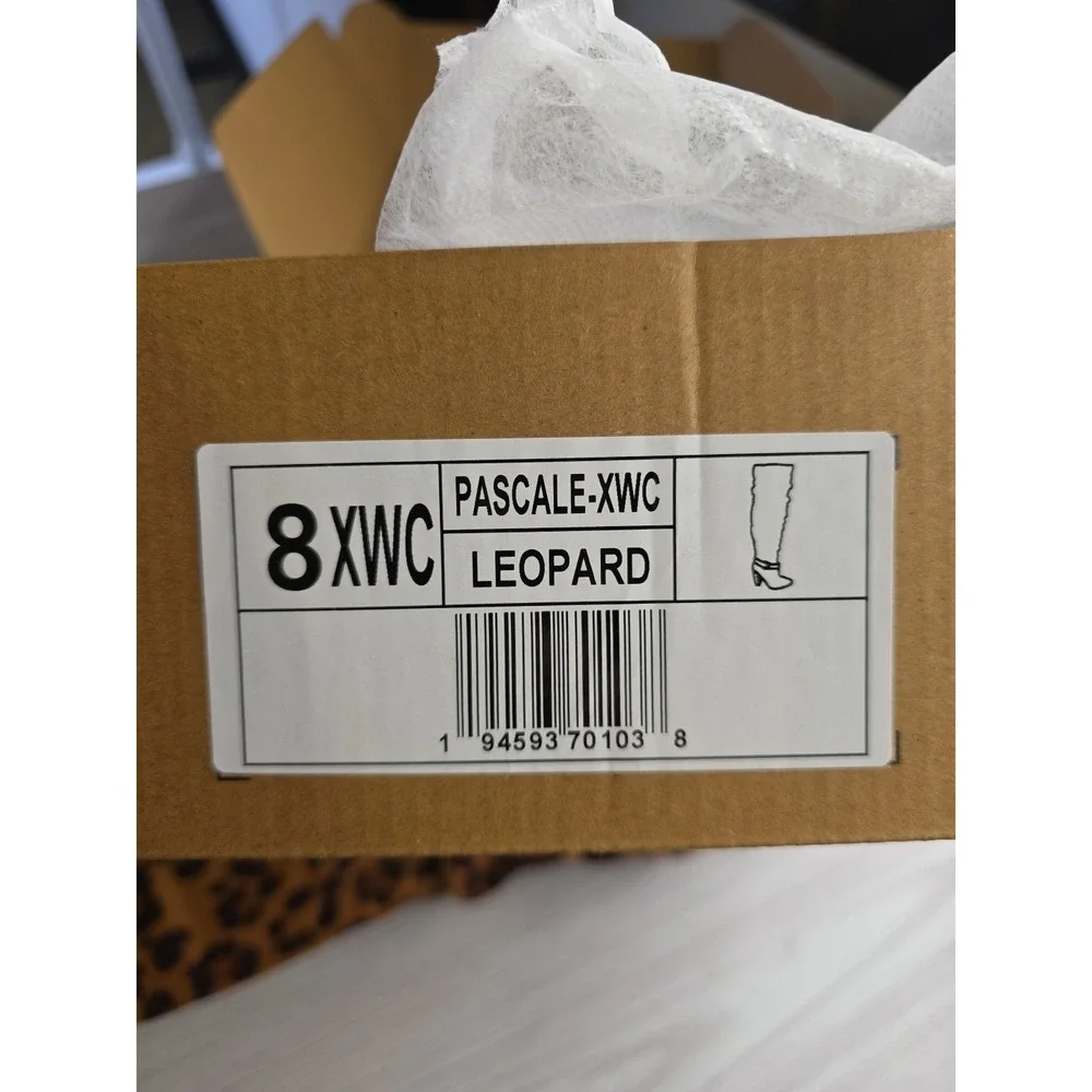 Journee Collection Leopard Print Over The Knee Boots Sz 8 XWC‎ Extra Wide Calf